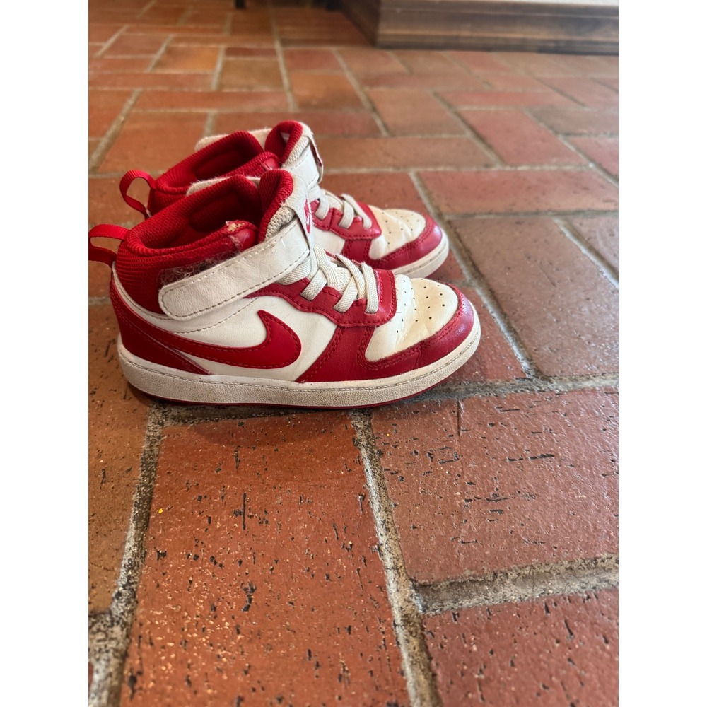 Nike Court Borough Mid 2 Red White Kids‎ Sneakers CD7783-102 Size 10C